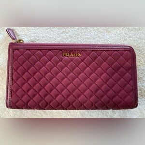 Prada Tesoro Quilted Satin Wallet with Gold Logo
